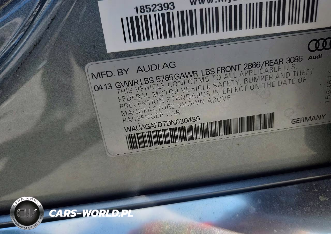 2013 Audi A8 Quattro VIN:WAUAGAFD7DN030439 - 12