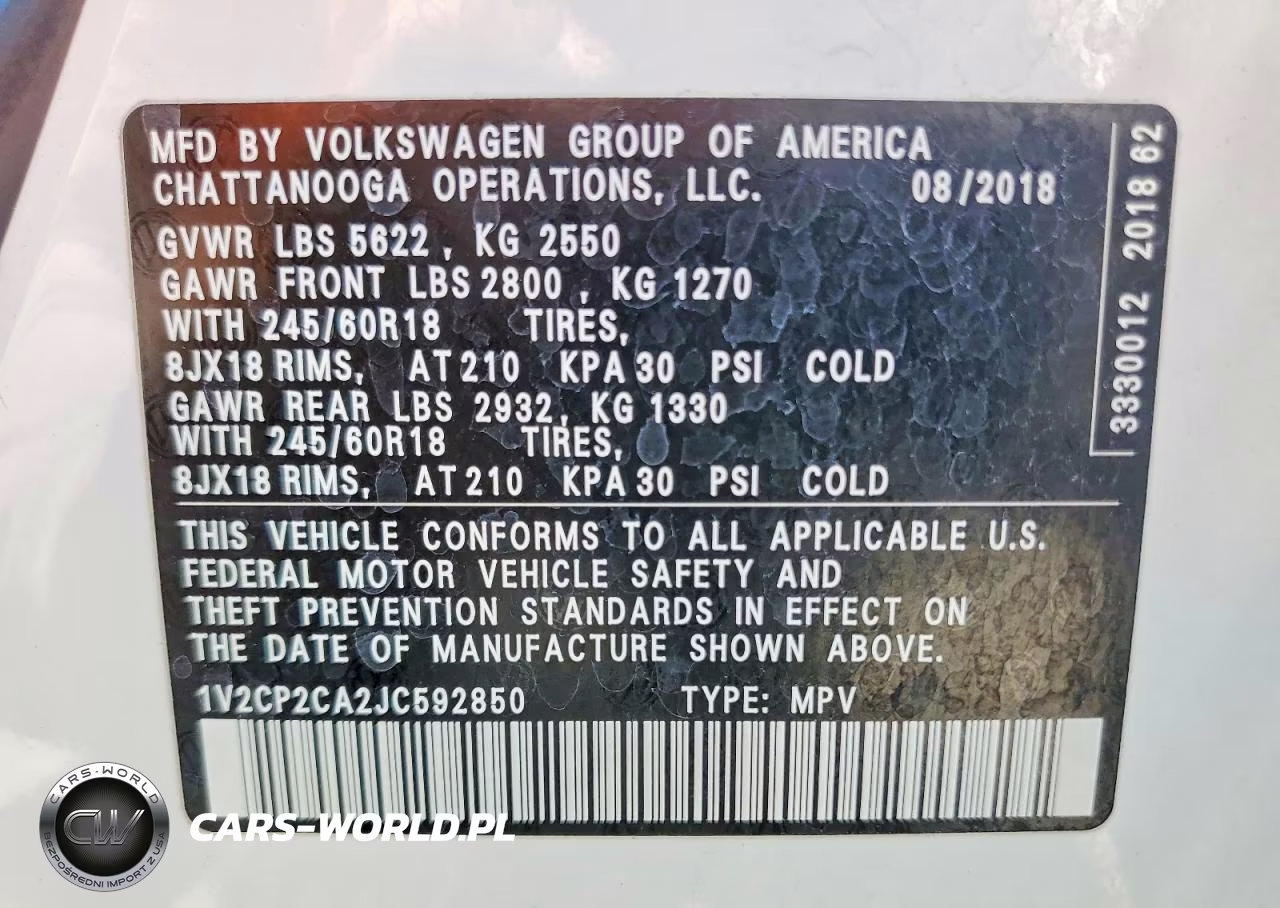 2018 Volkswagen Atlas Se VIN:1V2CP2CA2JC592850 - 13