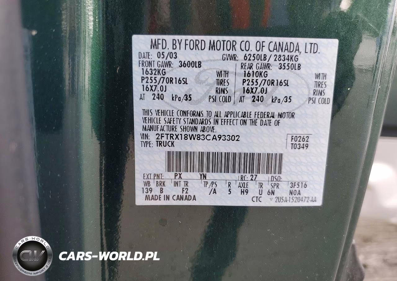 2003 Ford F150 VIN:2FTRX18W83CA93302 - 13