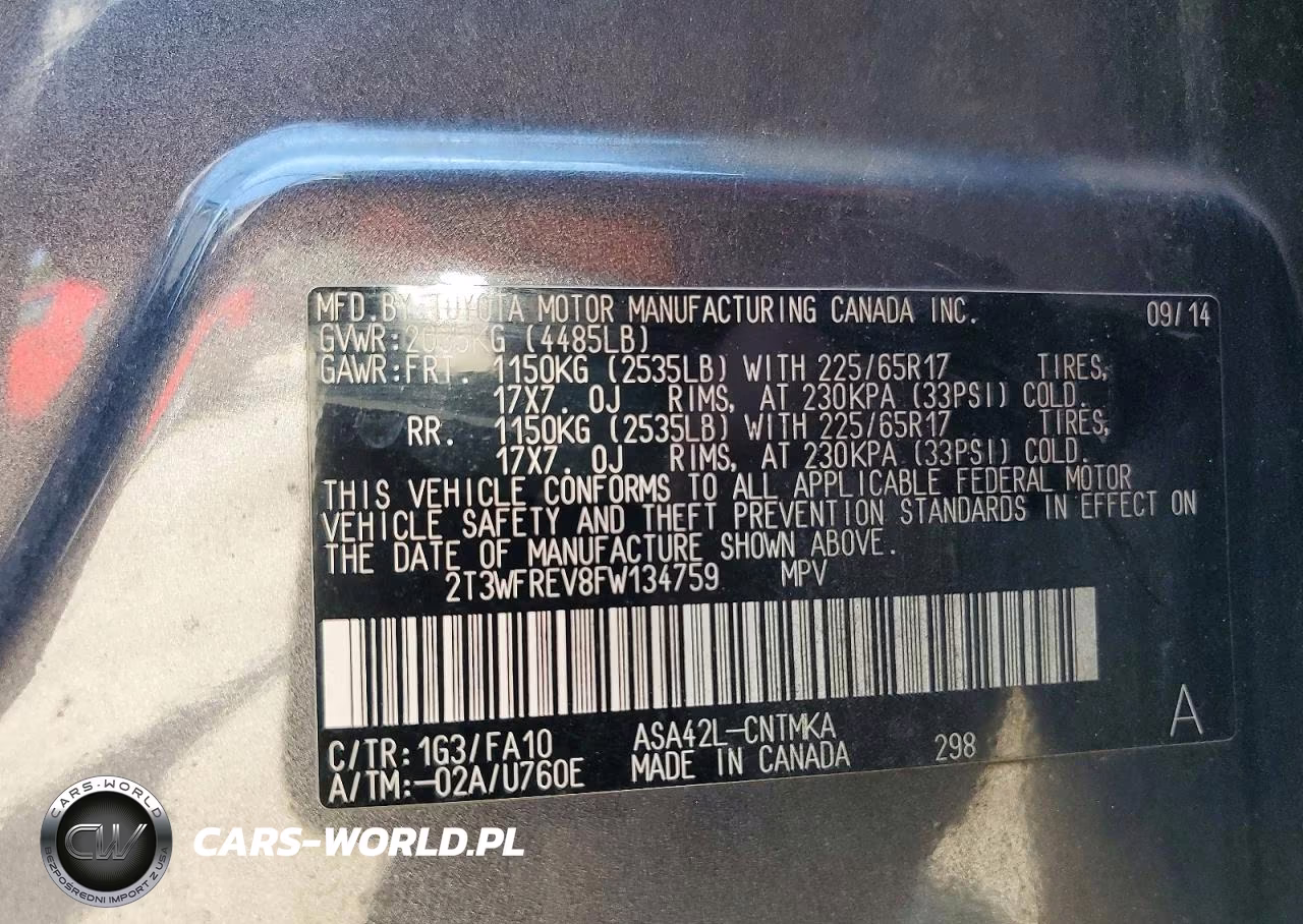 2015 Toyota Rav4 Xle VIN:2T3WFREV8FW134759 - 12