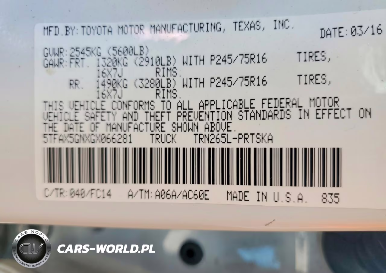 2016 Toyota Tacoma Sr5 VIN:5TFAX5GNXGX066281 - 12