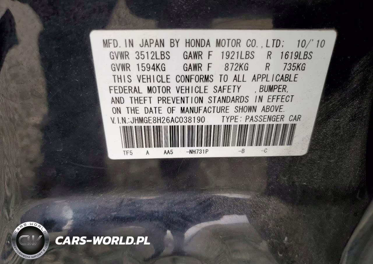 2010 Honda Fit VIN:JHMGE8H26AC038190 - 12