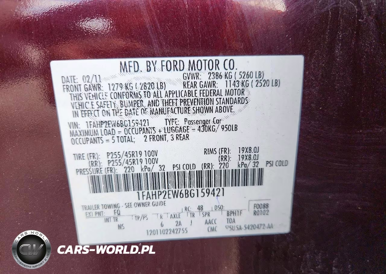 2011 Ford Taurus Sel VIN:1FAHP2EW6BG159421 - 12