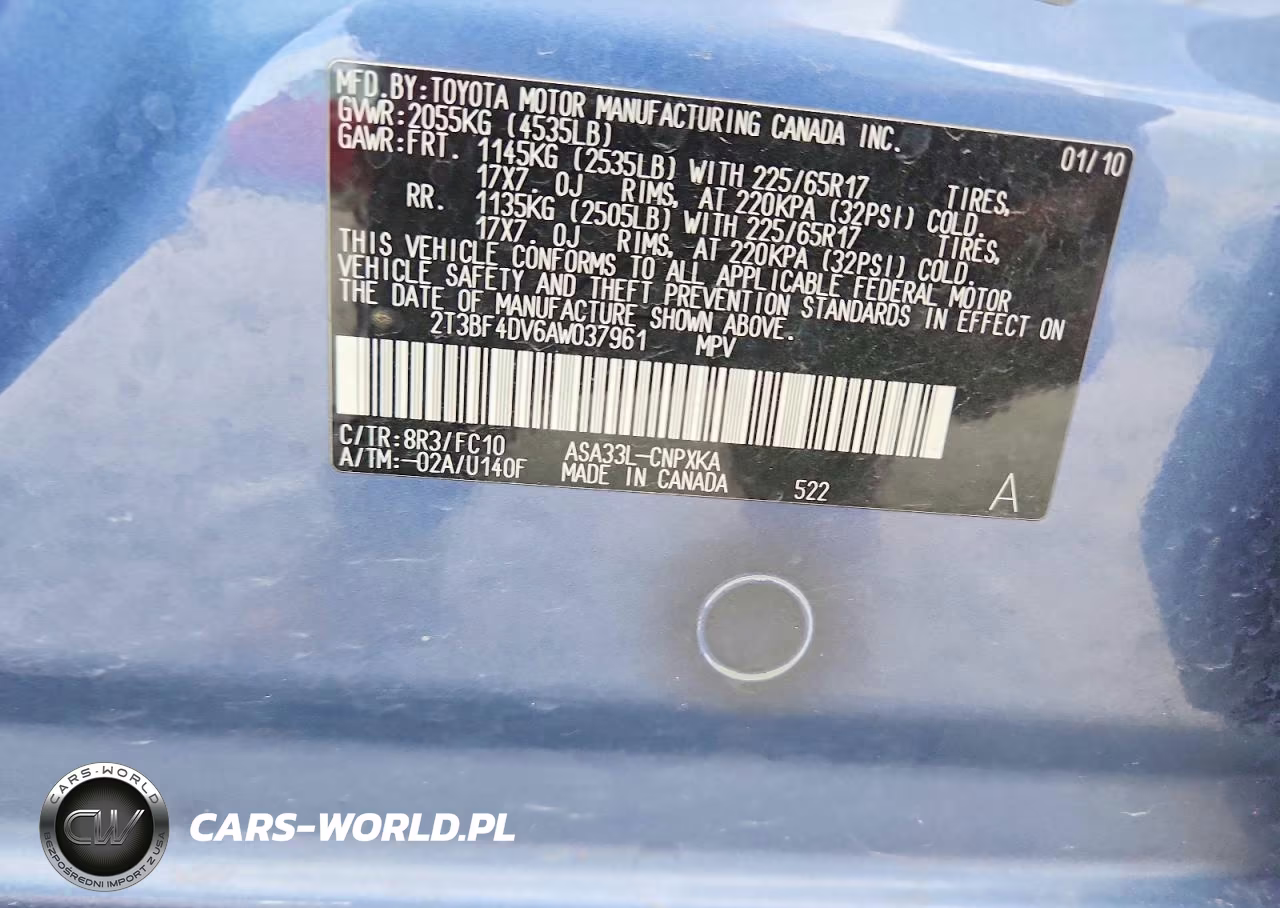 2010 Toyota Rav4 Base VIN:2T3BF4DV6AW037961 - 12
