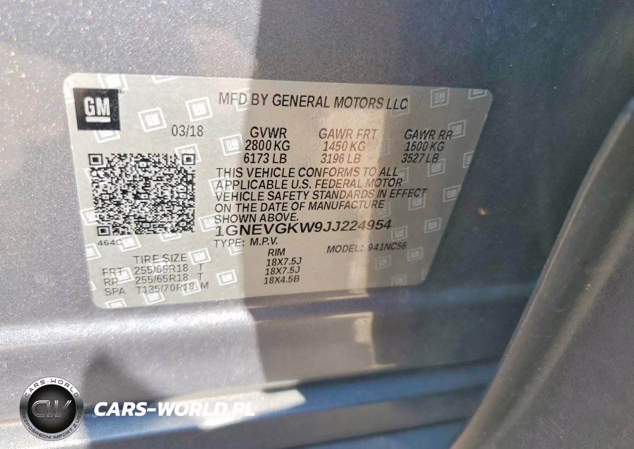 2018 Chevrolet Traverse Lt VIN:1GNEVGKW9JJ224954 - 12