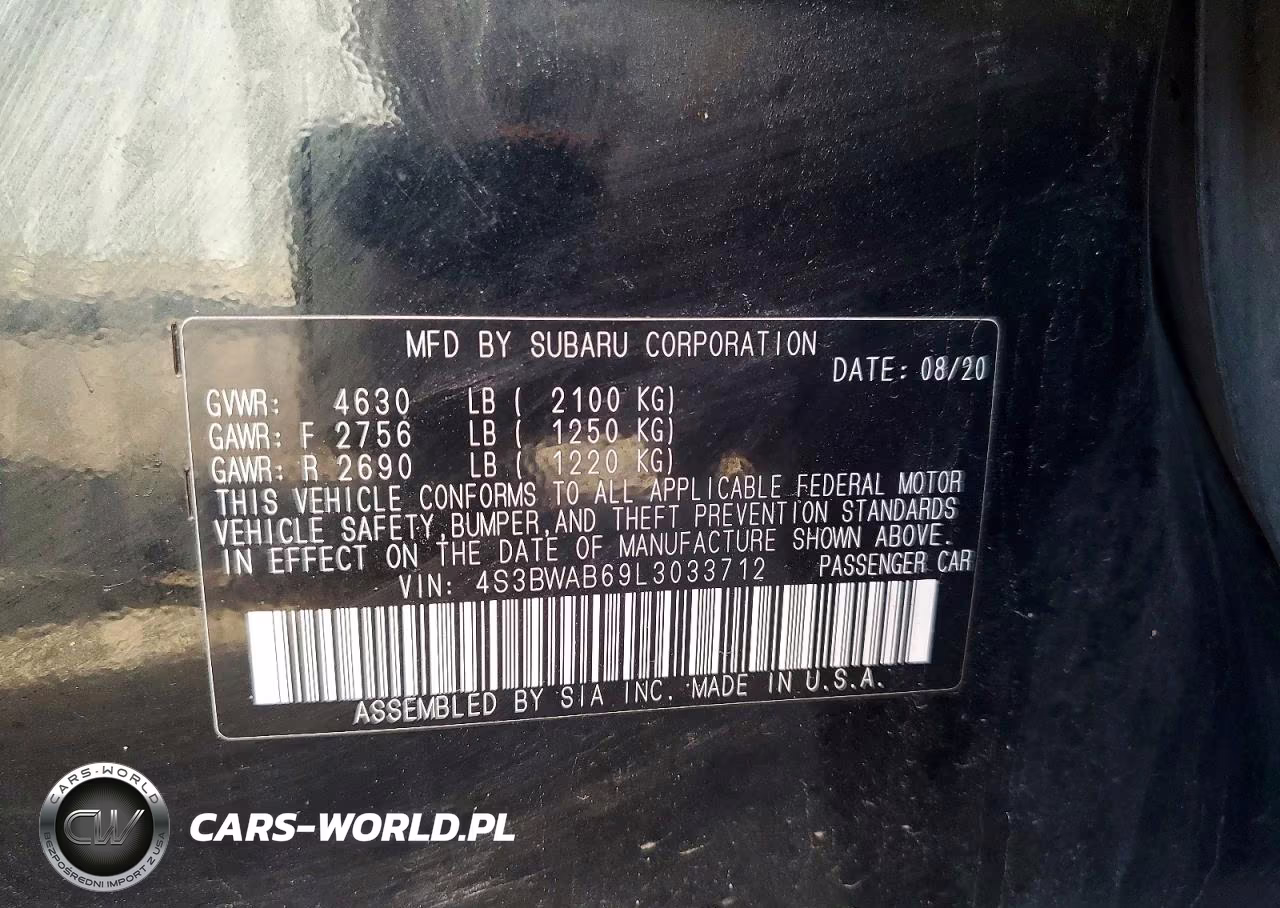 2020 Subaru Legacy VIN:4S3BWAB69L3033712 - 12