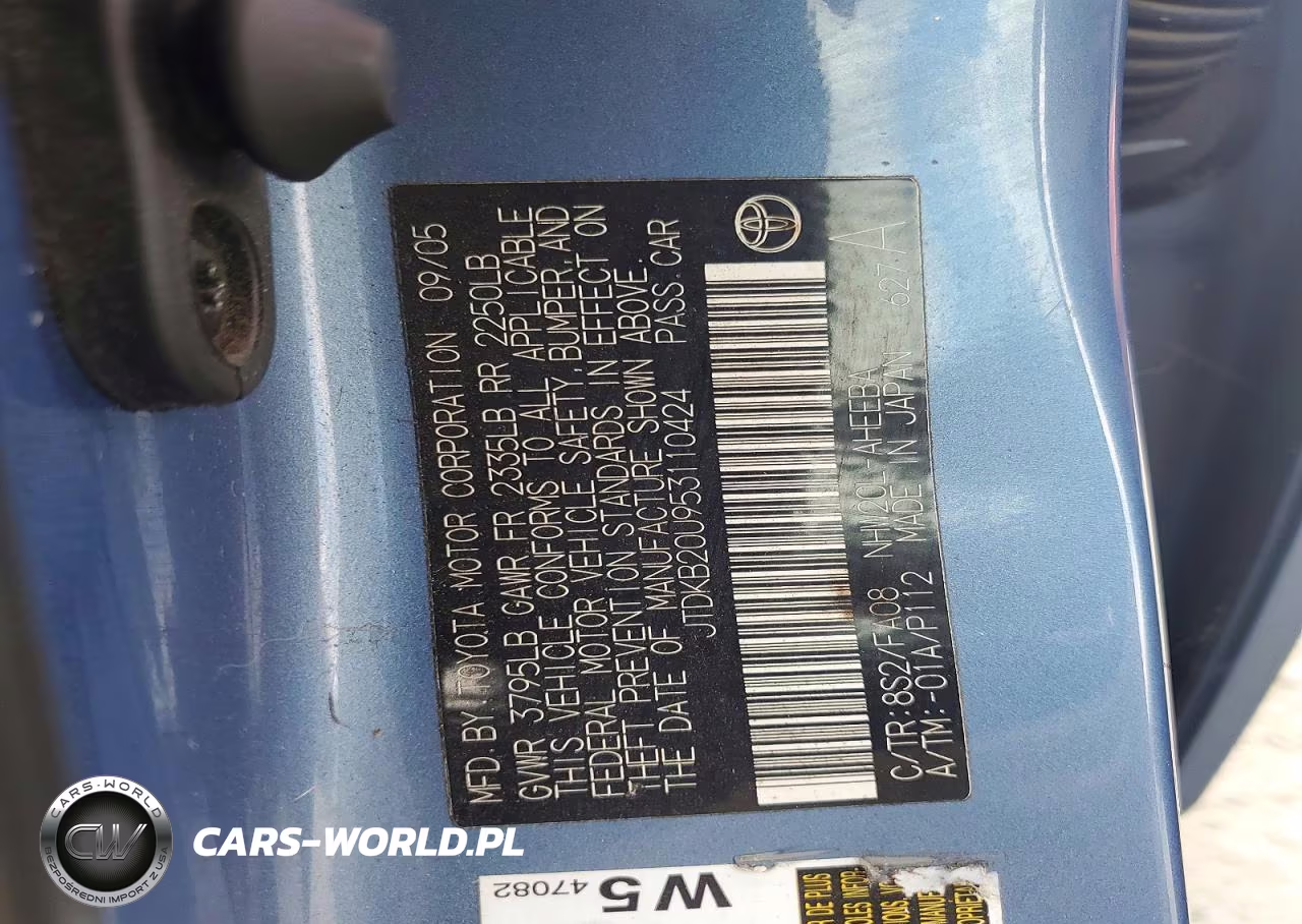 2005 Toyota Prius Base VIN:JTDKB20U953110424 - 12