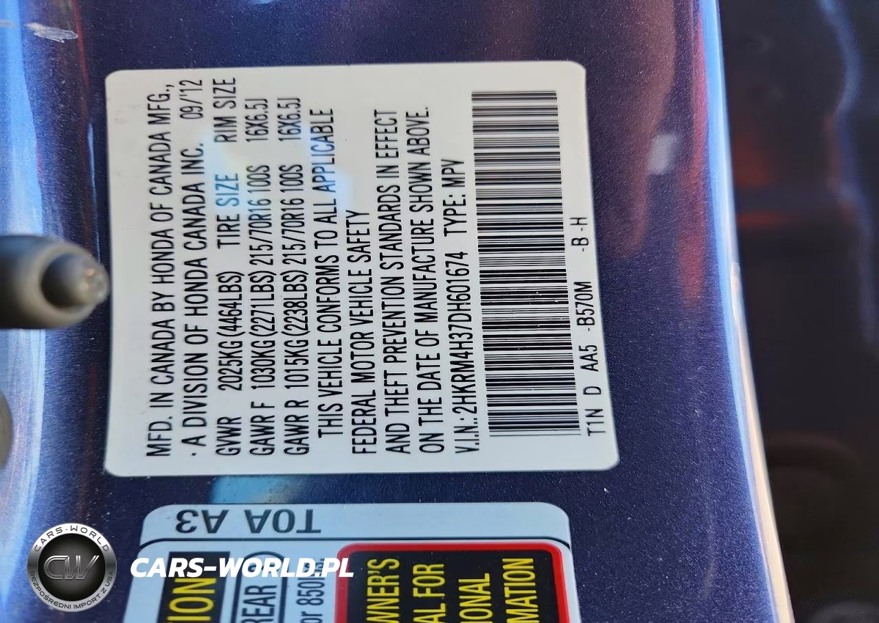 2013 Honda Cr-V Lx VIN:2HKRM4H37DH601674 - 12