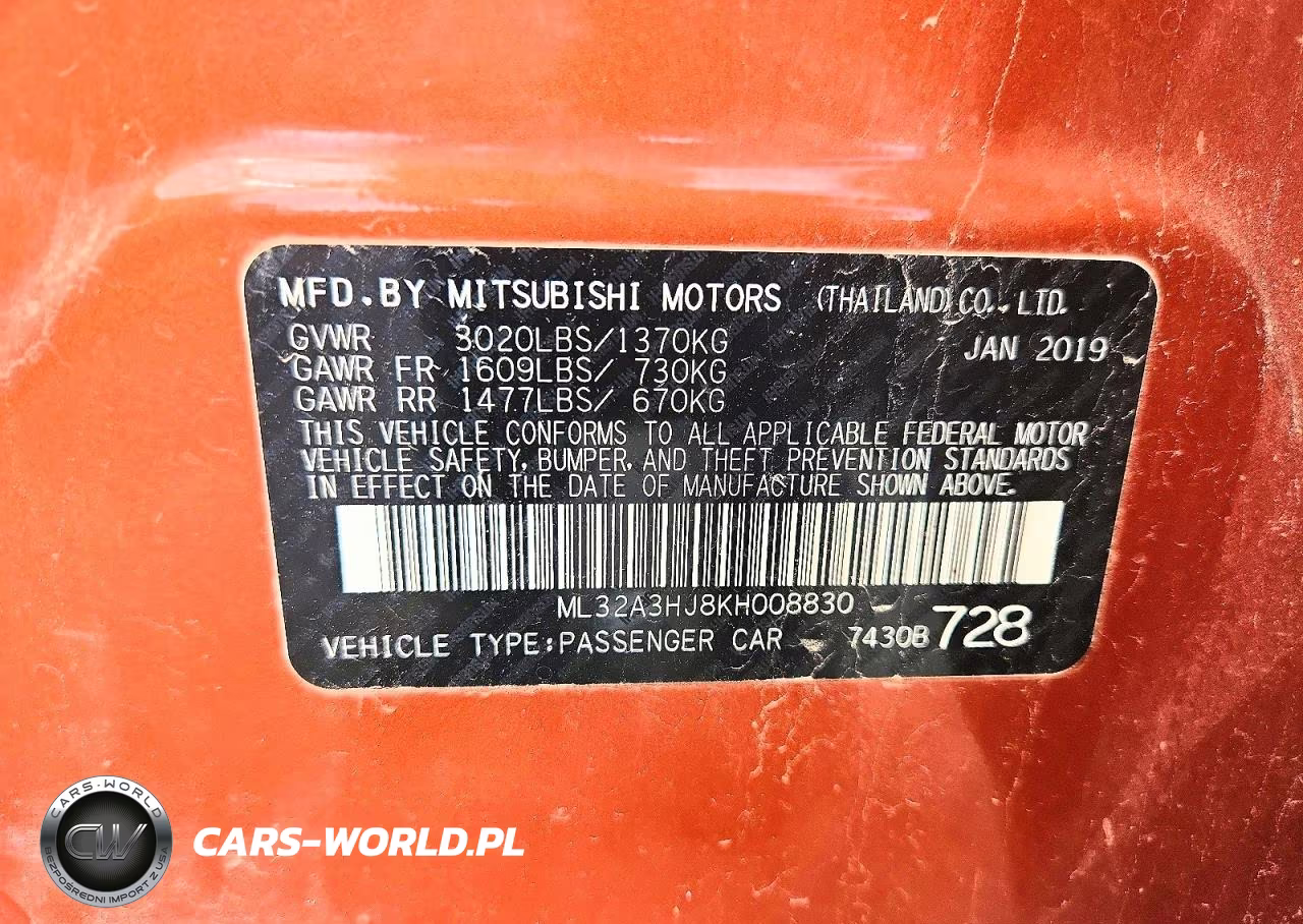 2019 Mitsubishi Mirage Es VIN:ML32A3HJ8KH008830 - 12