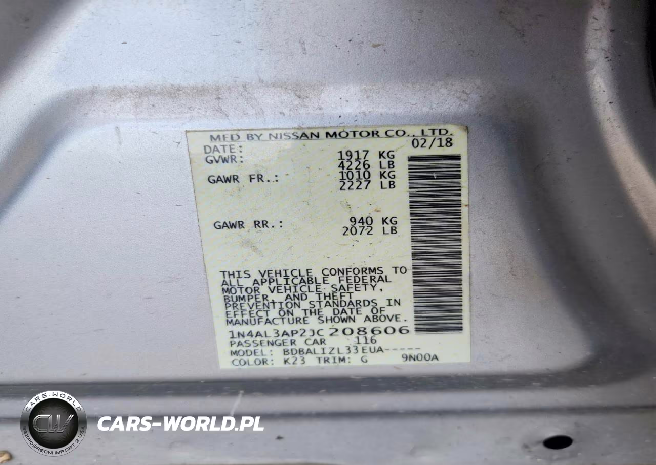 2018 Nissan Altima 2.5 Sv VIN:1N4AL3AP2JC208606 - 12