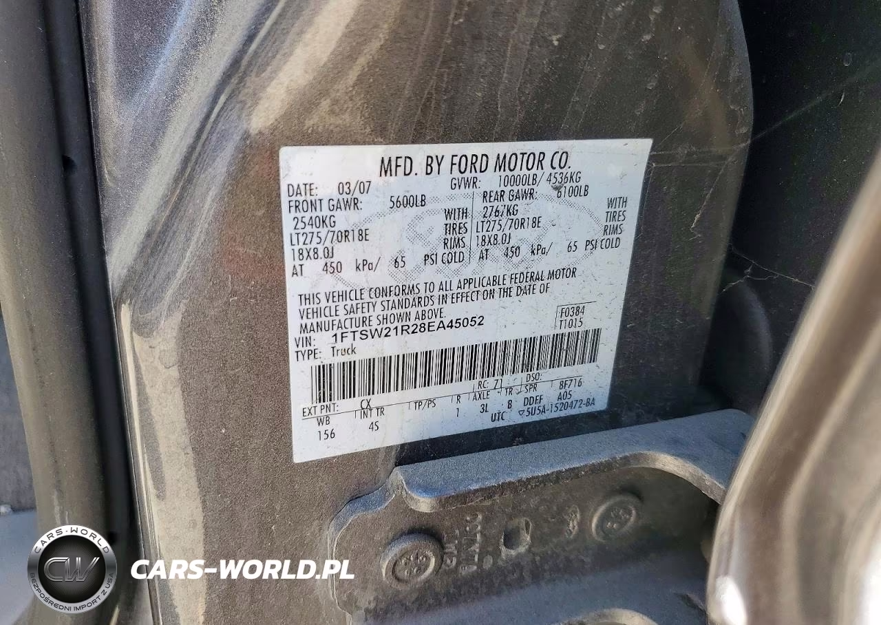 2008 Ford F250 Super Duty VIN:1FTSW21R28EA45052 - 12