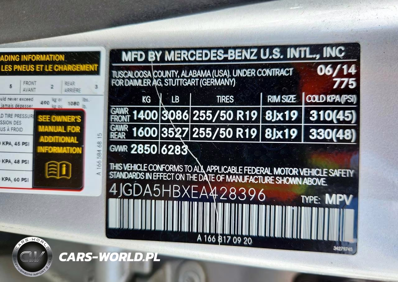 2014 Mercedes-Benz Ml 350 4Matic VIN:4JGDA5HBXEA428396 - 5