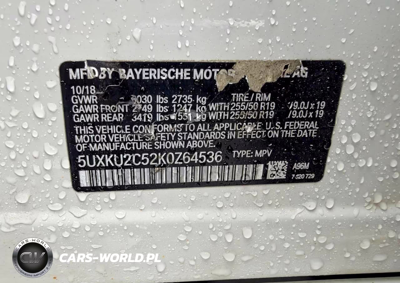 2019 BMW X6 xDrive35I VIN:5UXKU2C52K0Z64536 - 10