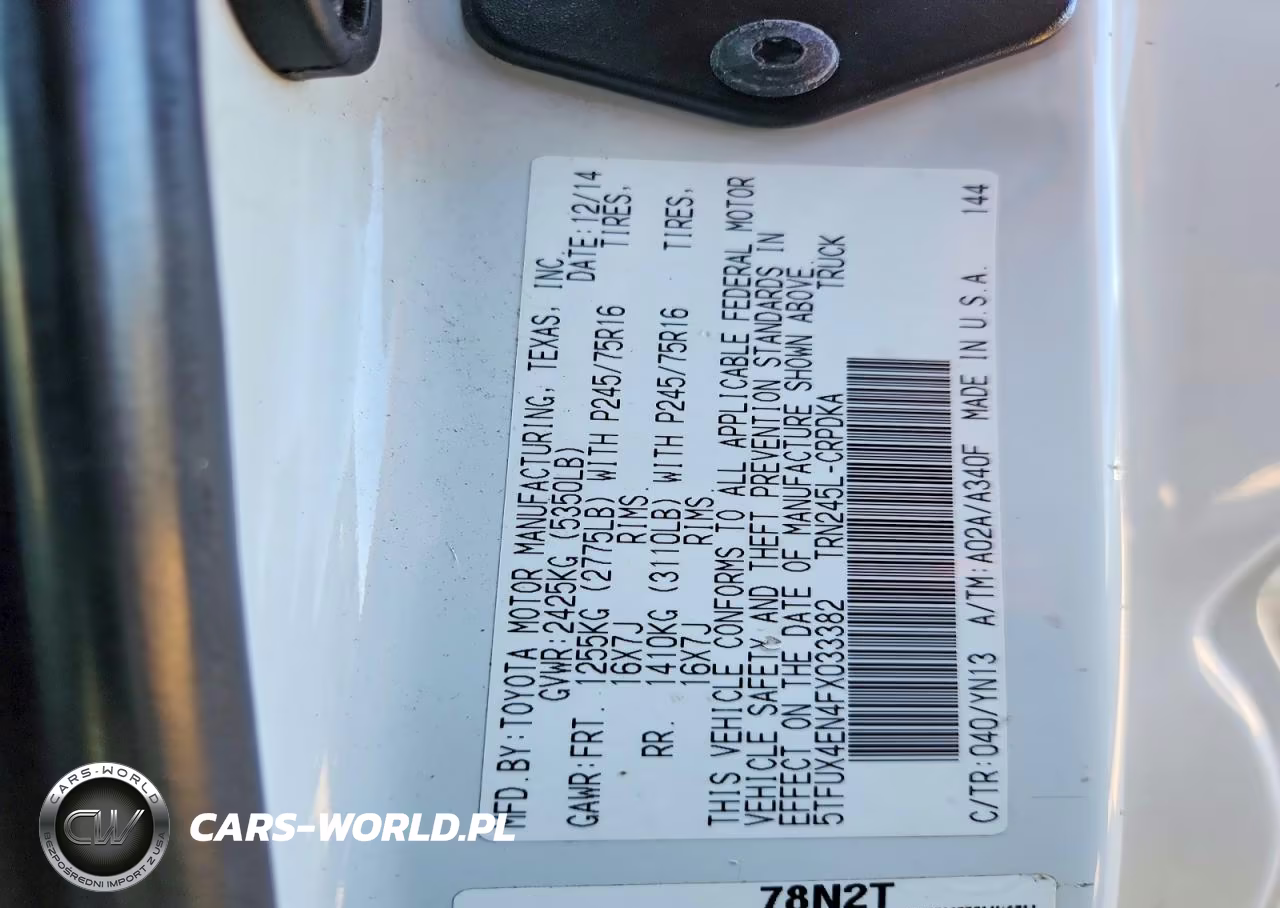 2015 Toyota Tacoma Base VIN:5TFUX4EN4FX033382 - 12