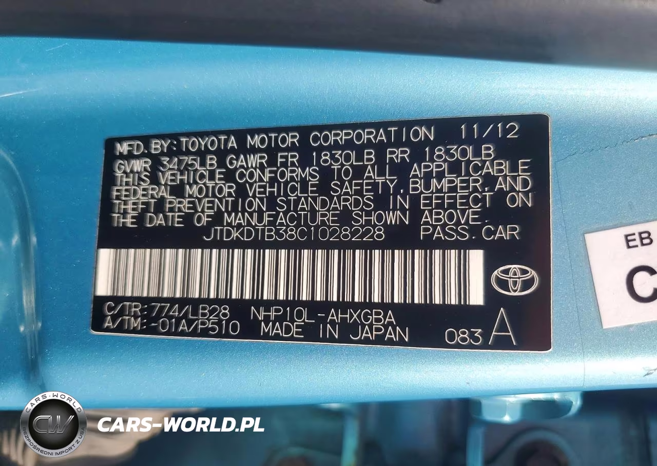2012 Toyota Prius C Four VIN:JTDKDTB38C1028228 - 12