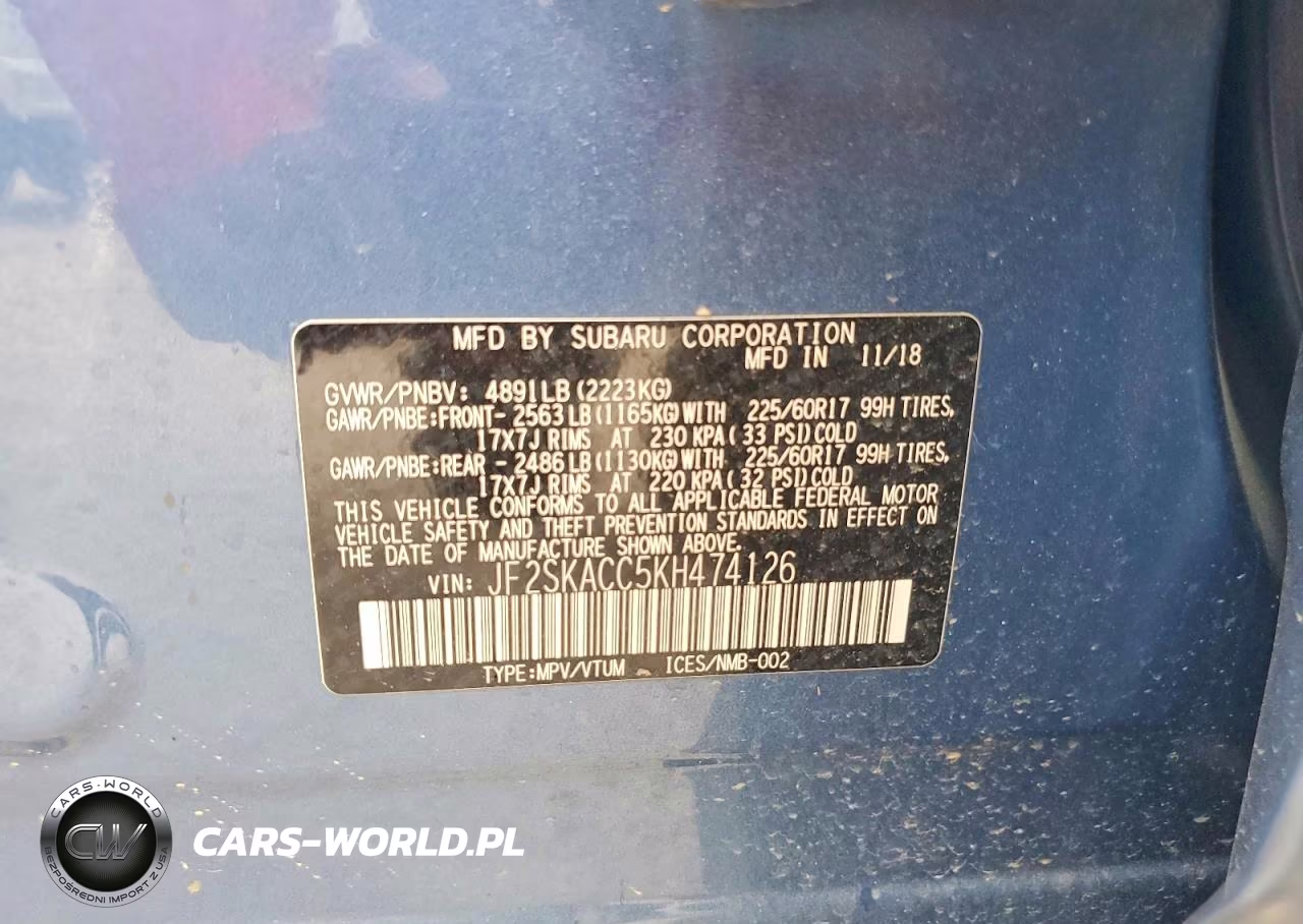 2019 Subaru Forester VIN:JF2SKACC5KH474126 - 13
