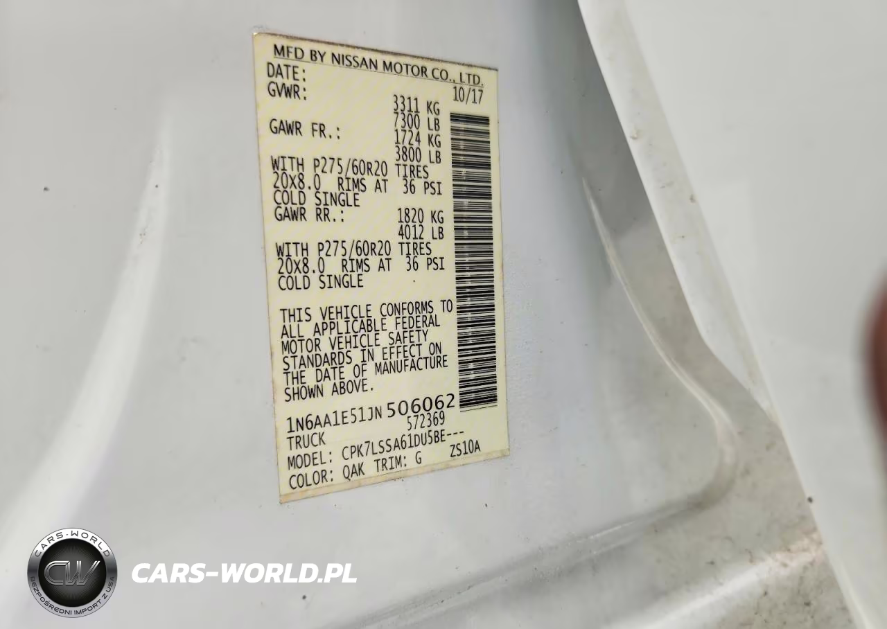 2018 Nissan Titan Sv VIN:1N6AA1E51JN506062 - 13
