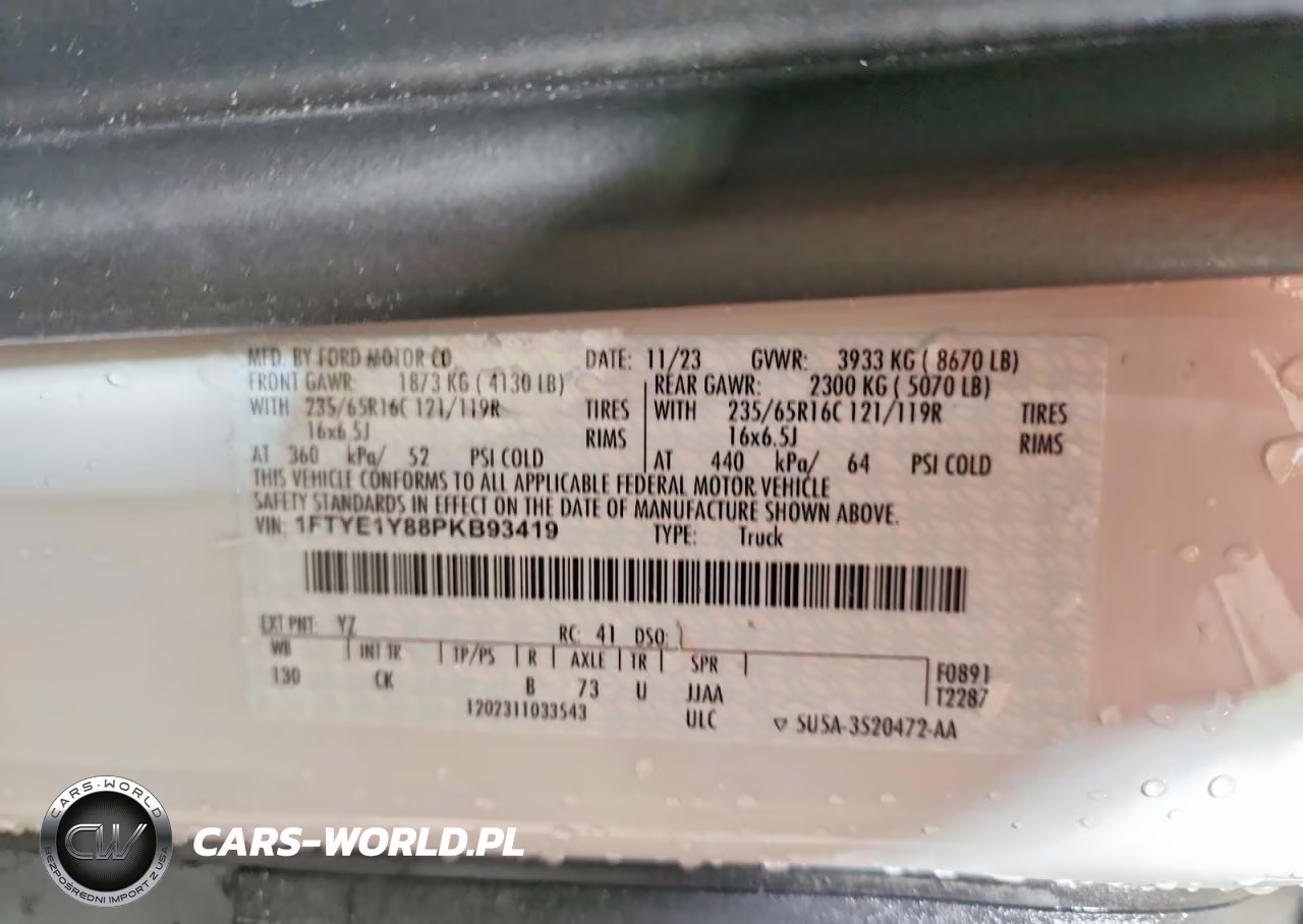 2023 Ford Transit 150 Delivery Van VIN:1FTYE1Y88PKB93419 - 14