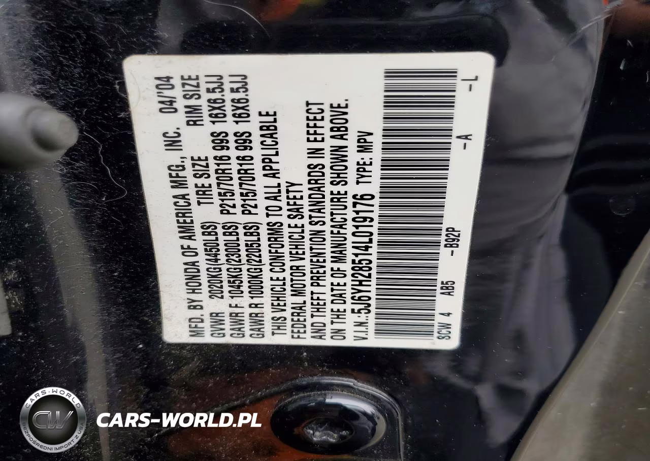 2004 Honda Element Ex VIN:5J6YH28514L019176 - 13