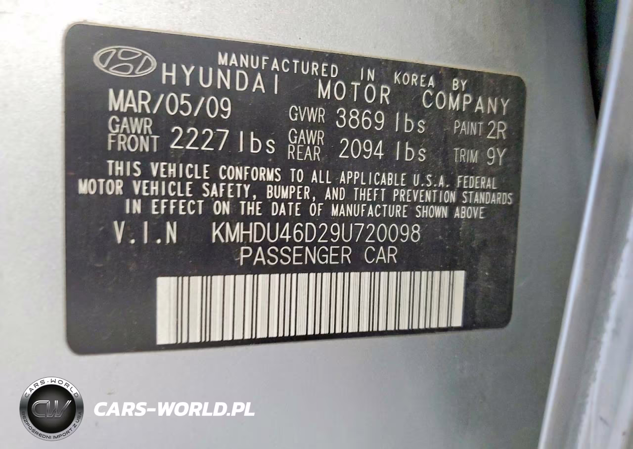 2009 Hyundai Elantra Gls VIN:KMHDU46D29U720098 - 13