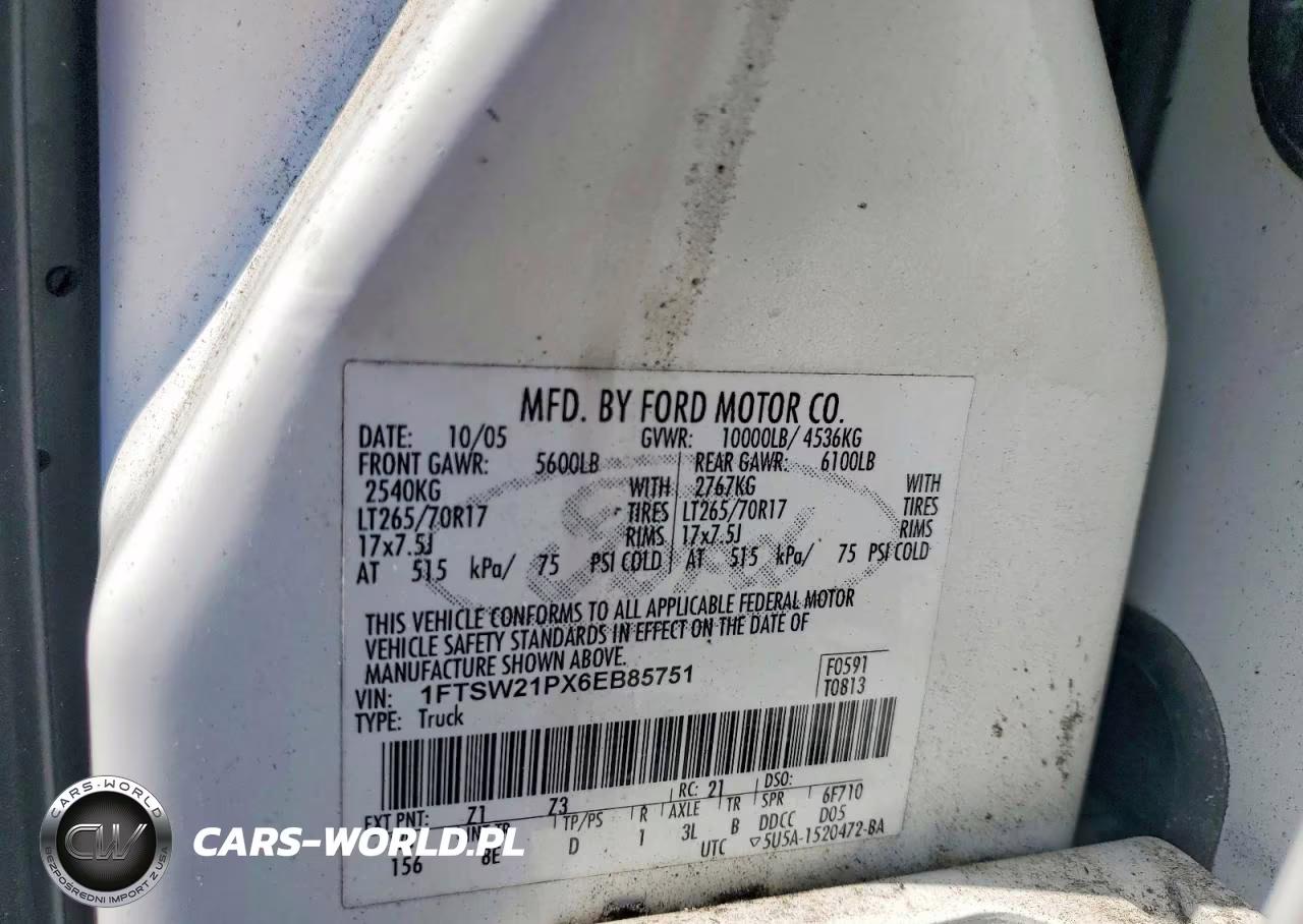 2006 Ford F250 Super Duty VIN:1FTSW21PX6EB85751 - 12