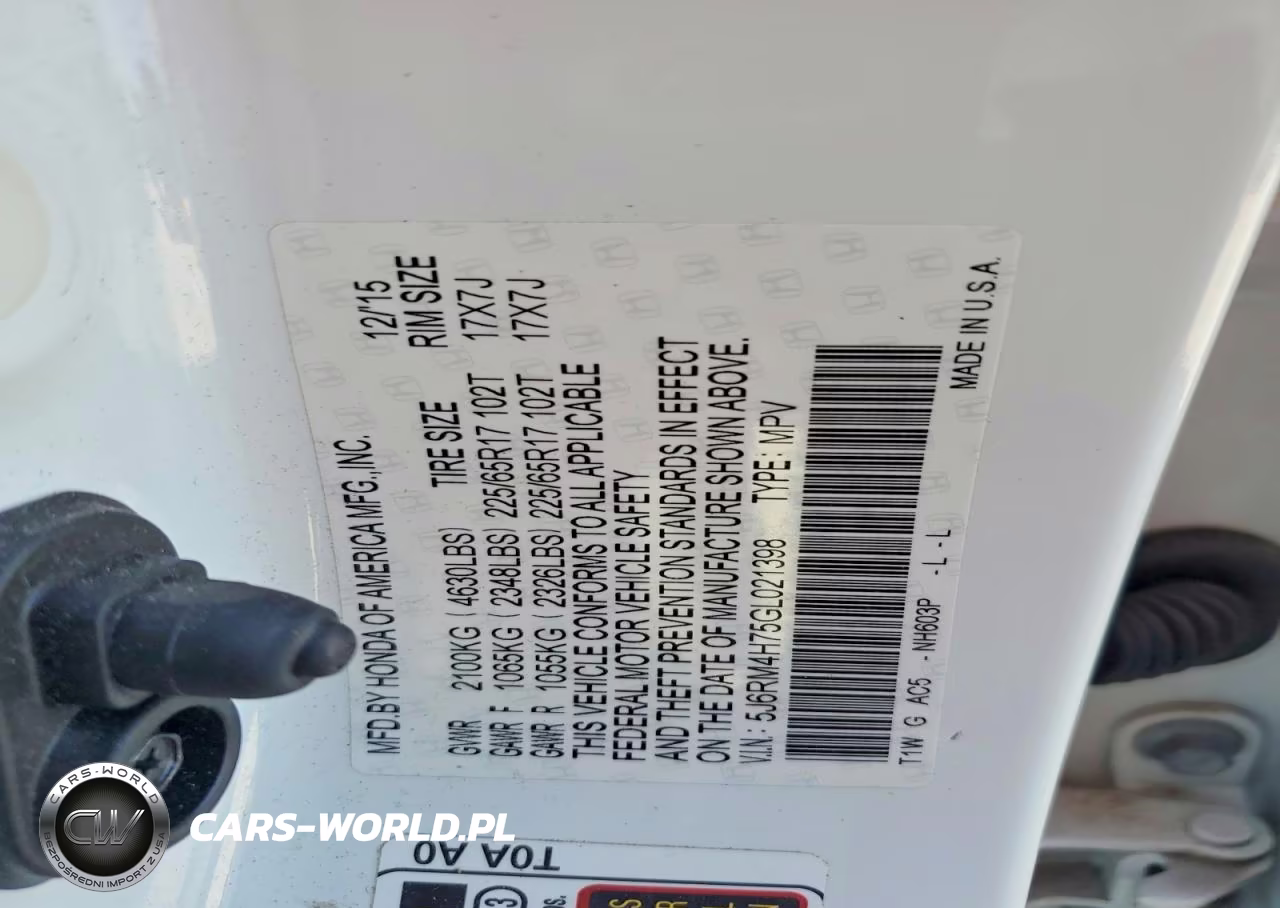 2016 Honda Cr-V Exl VIN:5J6RM4H75GL021398 - 14