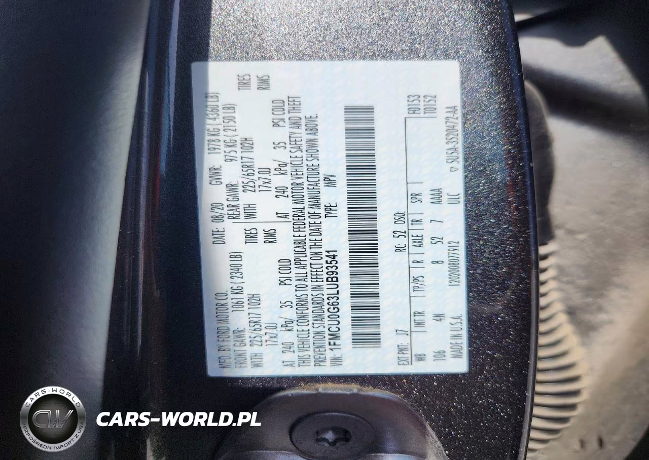 2020 Ford Escape Se VIN:1FMCU0G63LUB93541 - 14