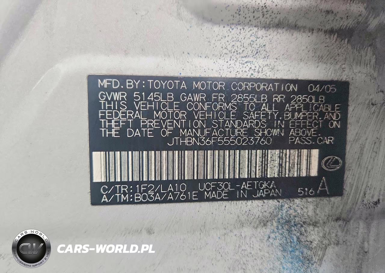 2005 Lexus Ls 430 VIN:JTHBN36F555023760 - 13
