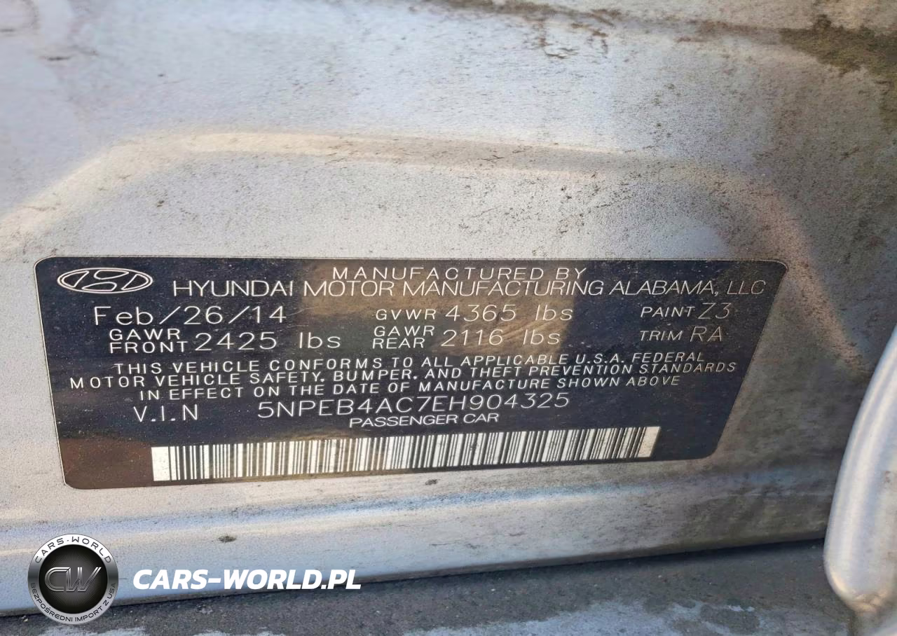 2014 Hyundai Sonata Gls VIN:5NPEB4AC7EH904325 - 12
