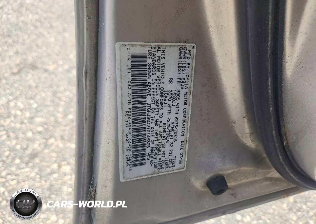 1996 Lexus Lx 450 VIN:JT6HJ88J2T0149808 - 13