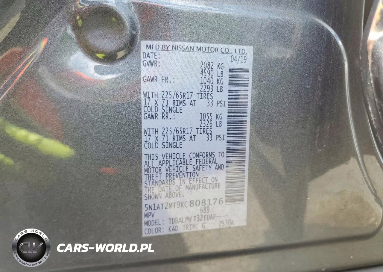 2019 Nissan Rogue S VIN:5N1AT2MT9KC808176 - 13