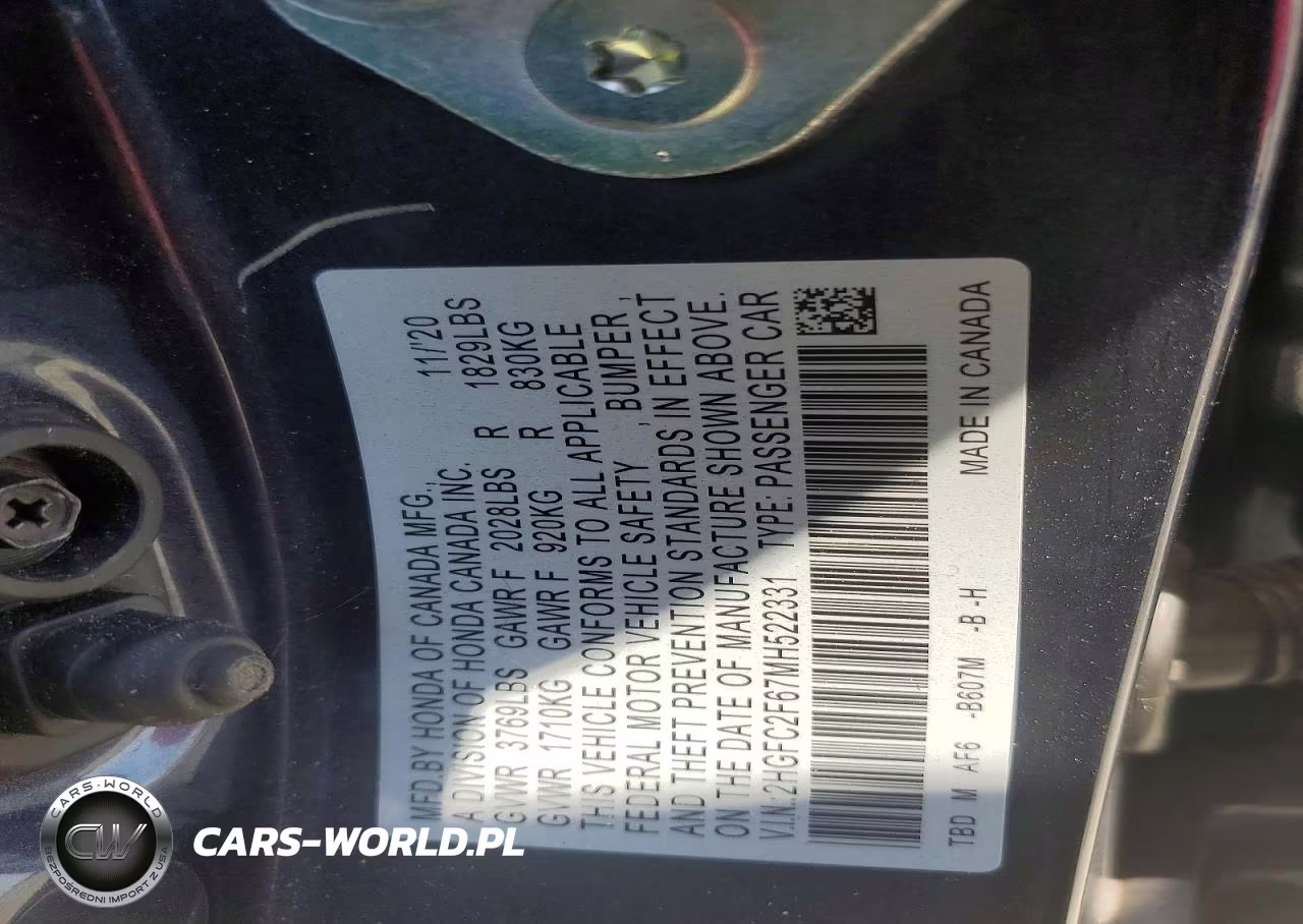 2021 Honda Civic Lx VIN:2HGFC2F67MH522331 - 12