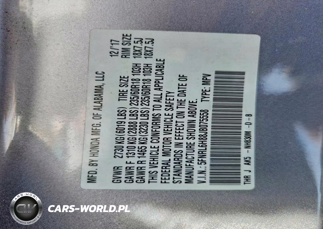 2018 Honda Odyssey Touring VIN:5FNRL6H88JB075558 - 14