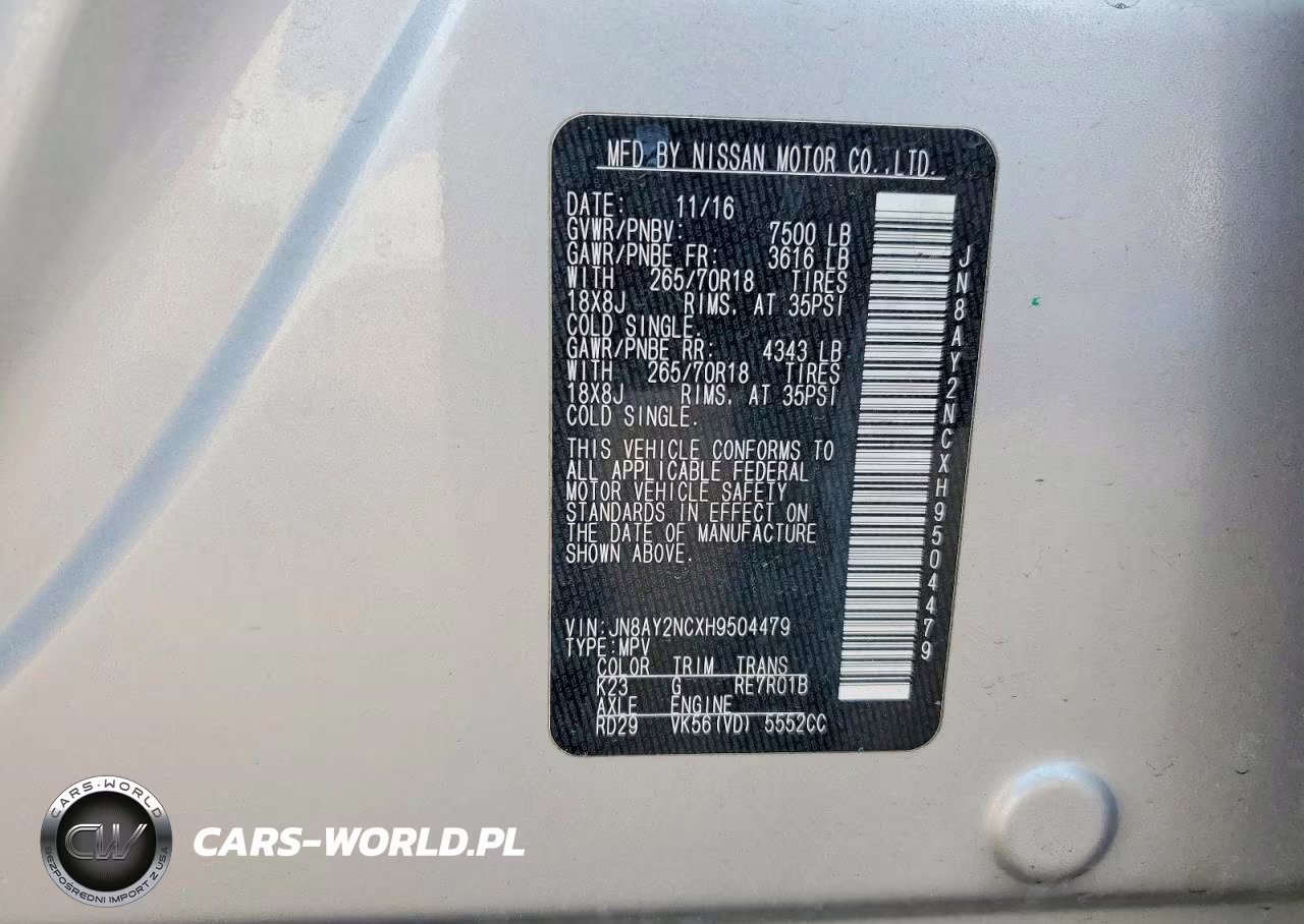 2017 Nissan Armada Sv VIN:JN8AY2NCXH9504479 - 13
