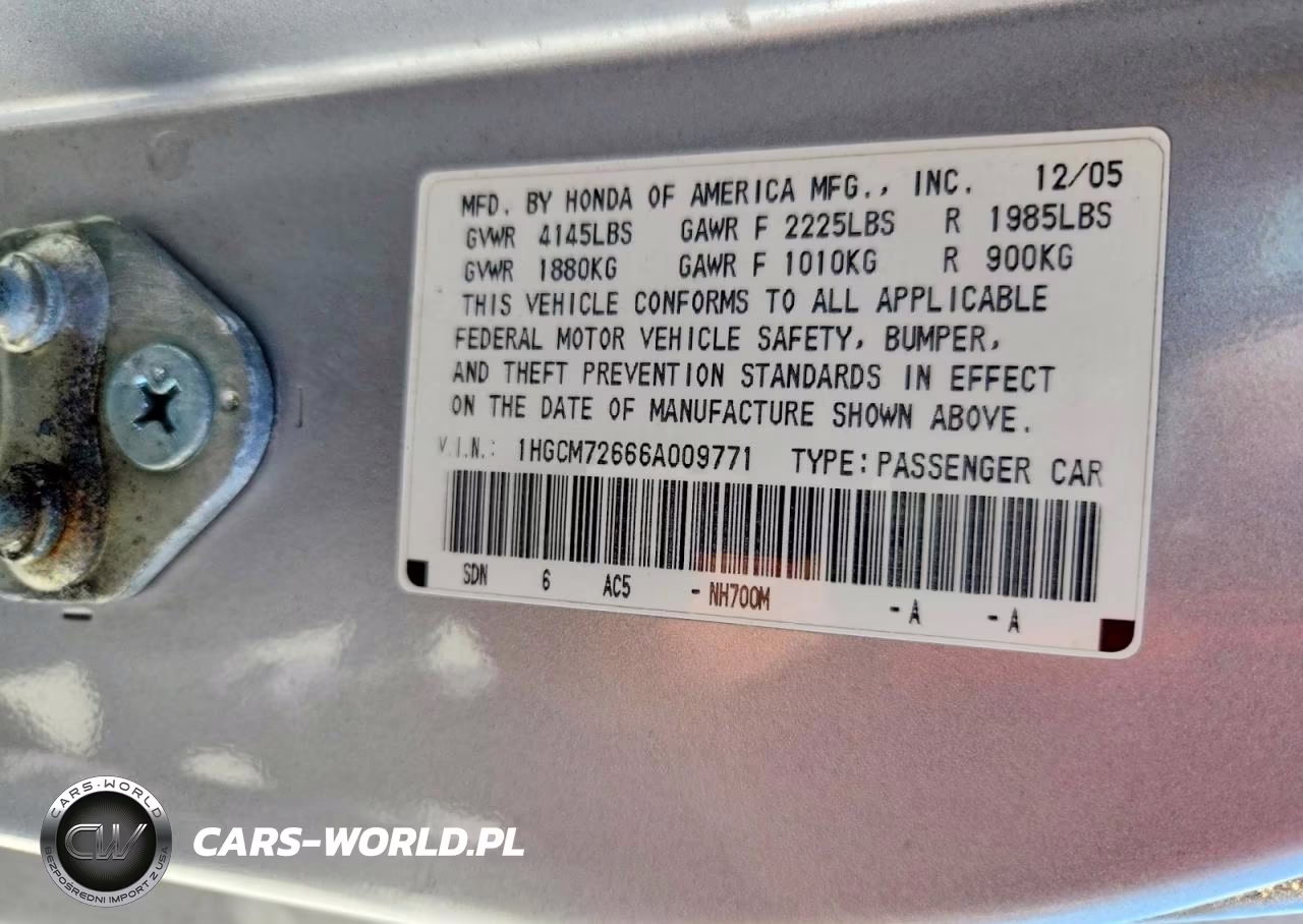 2006 Honda Accord Ex VIN:1HGCM72666A009771 - 12