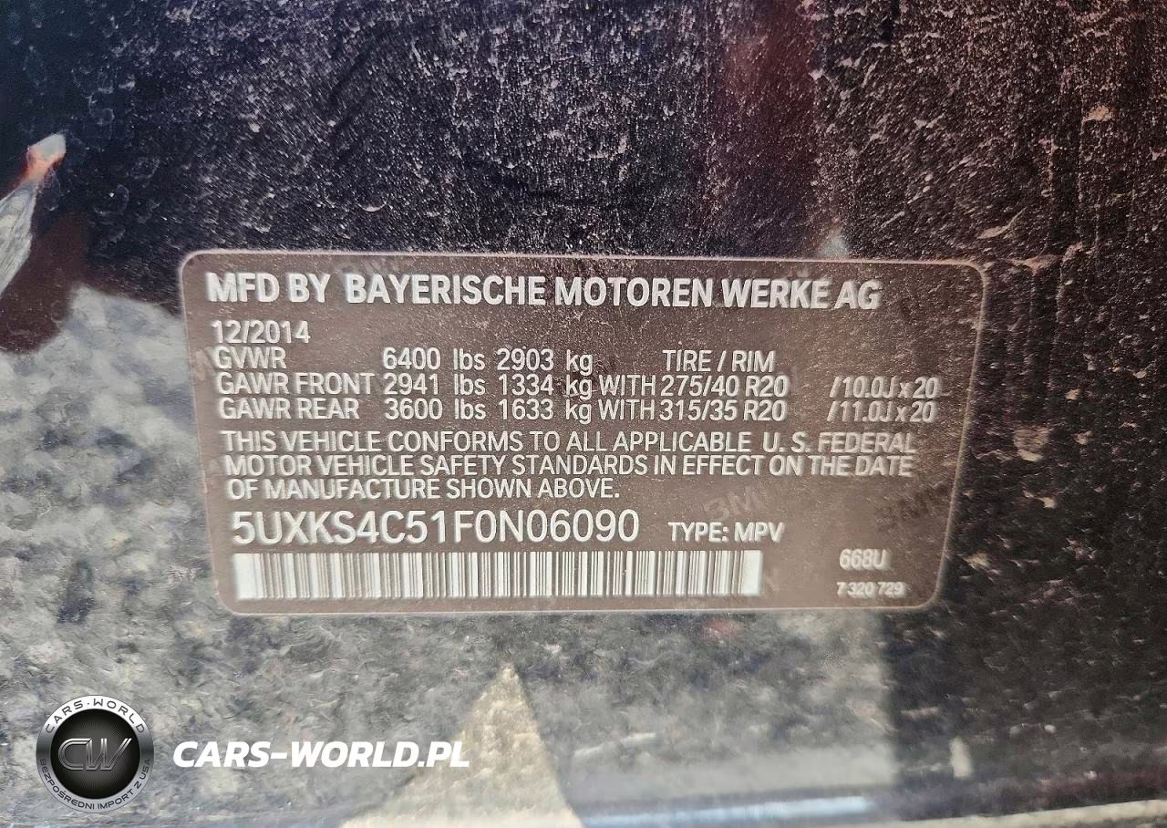2015 BMW X5 xDrive35D VIN:5UXKS4C51F0N06090 - 12