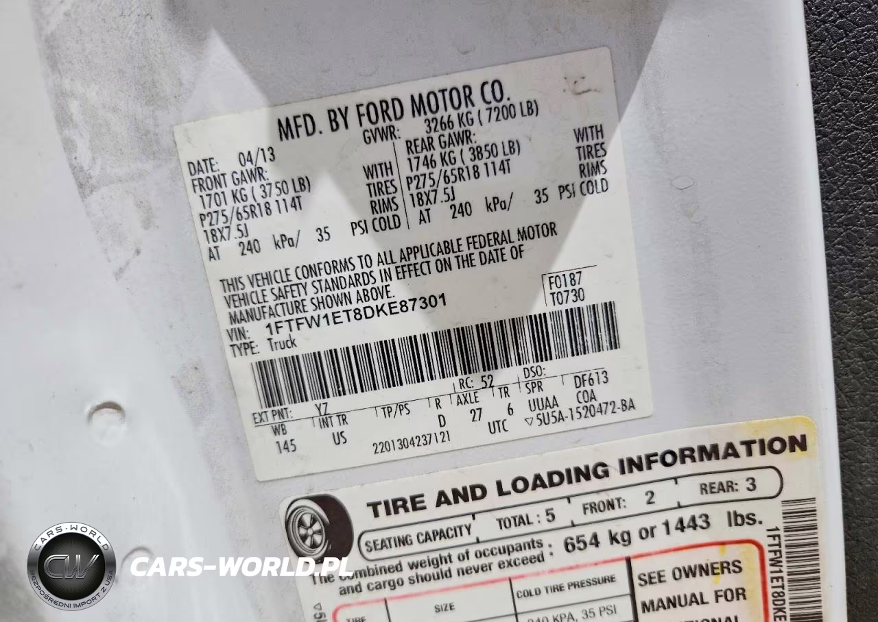 2013 Ford F150 Supercrew VIN:1FTFW1ET8DKE87301 - 13