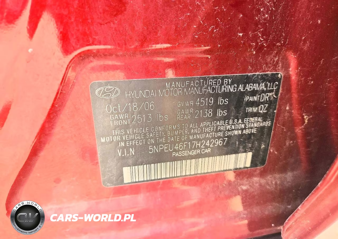 2007 Hyundai Sonata Se-Limited VIN:5NPEU46F17H242967 - 12
