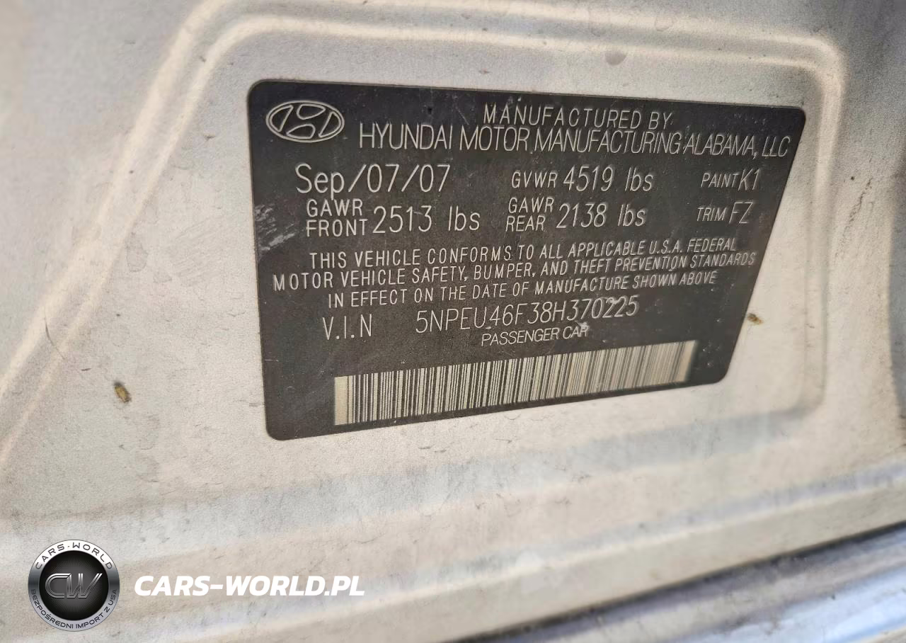 2008 Hyundai Sonata Se V6 VIN:5NPEU46F38H370225 - 14
