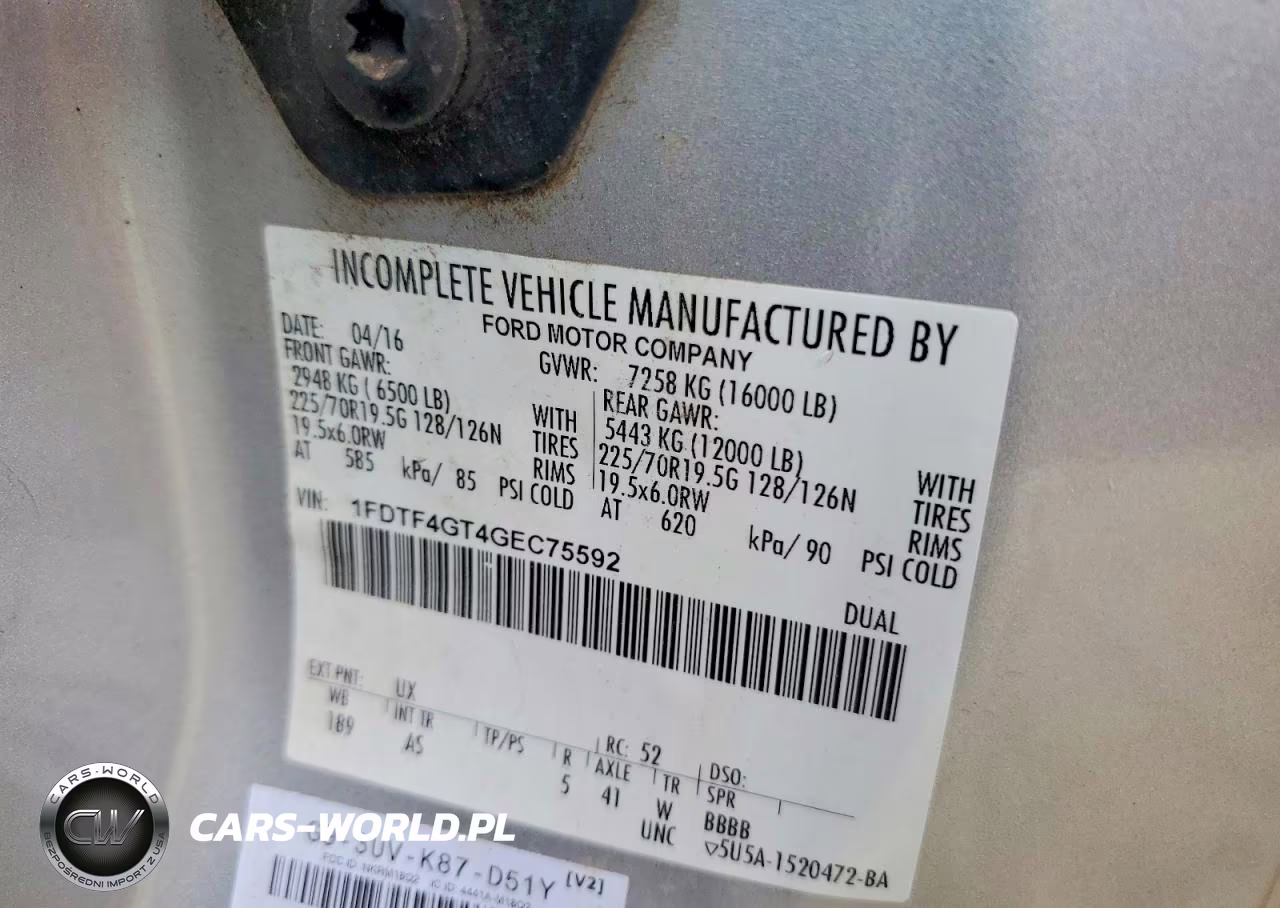 2016 Ford F-450 Chassis Xl VIN:1FDTF4GT4GEC75592 - 12