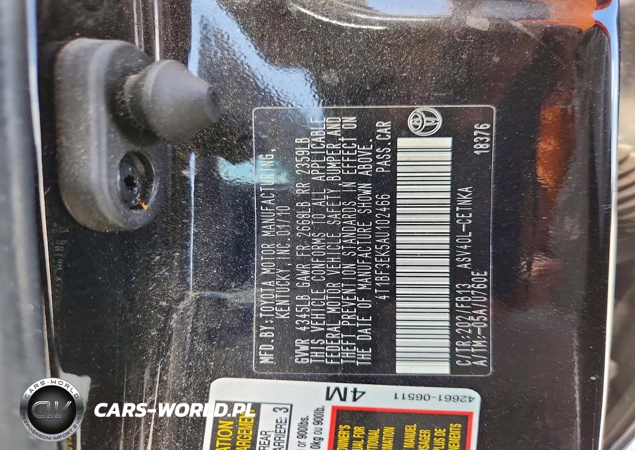 2010 Toyota Camry Le VIN:4T1BF3EK5AU102466 - 12