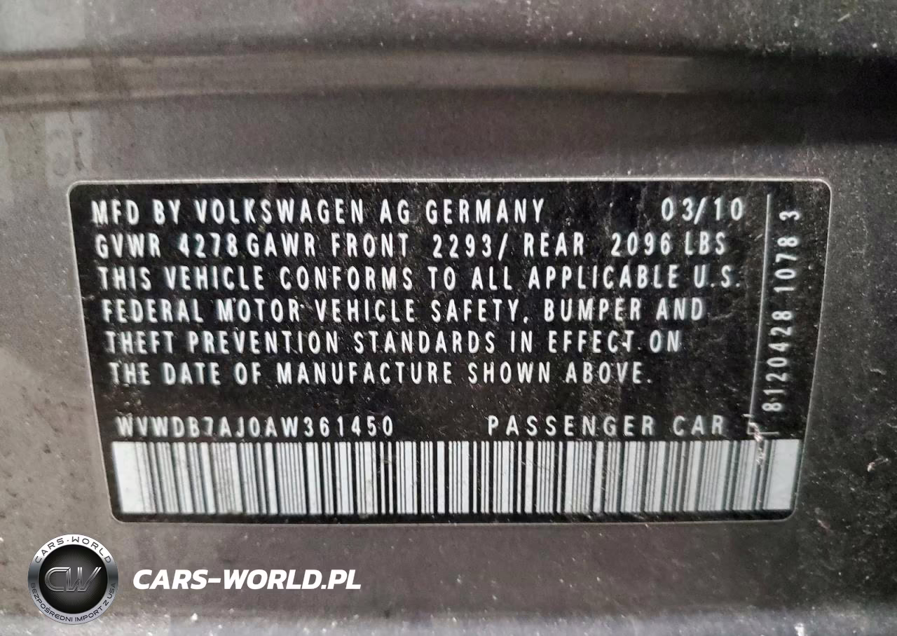 2010 Volkswagen Golf VIN:WVWDB7AJ0AW361450 - 12