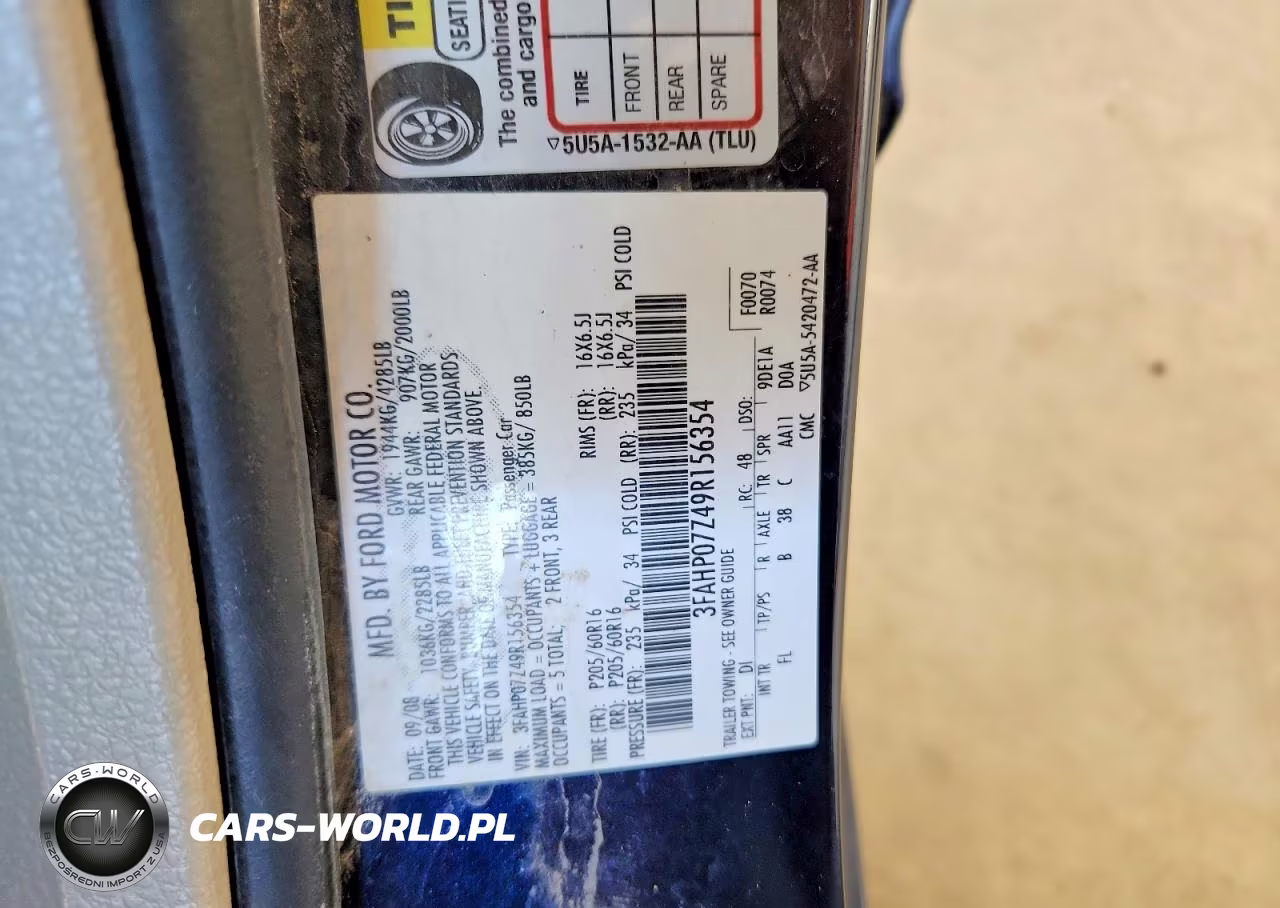 2009 Ford Fusion Se VIN:3FAHP07Z49R156354 - 12