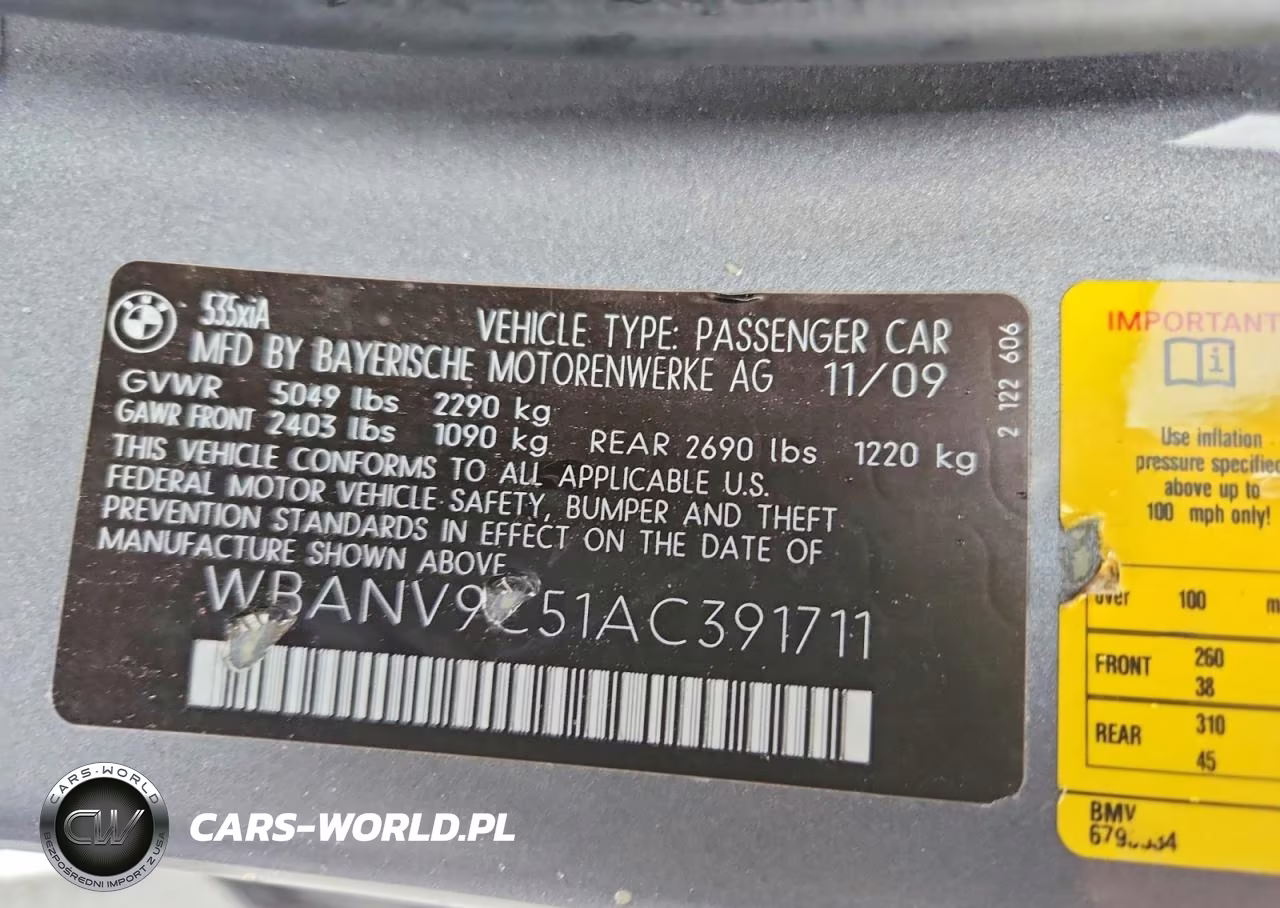 2010 BMW 535 Xi VIN:WBANV9C51AC391711 - 12