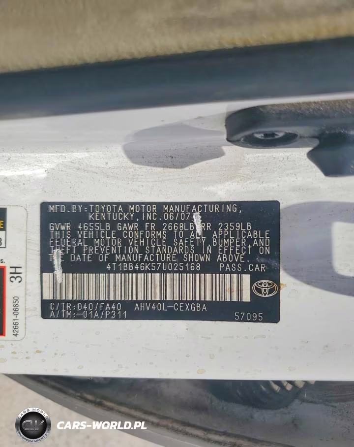 2007 Toyota Camry Hybrid VIN:4T1BB46K57U025168 - 12