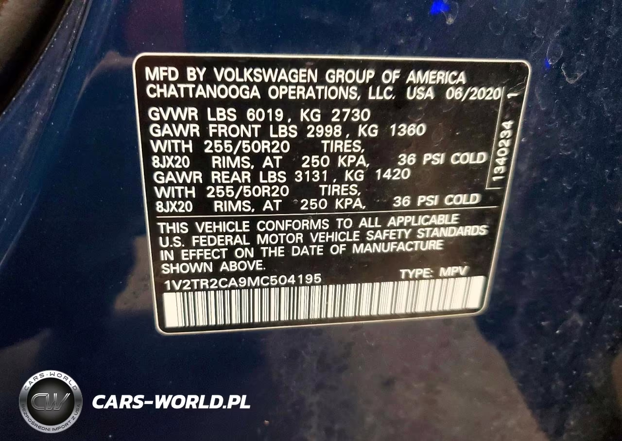 2021 Volkswagen Atlas Sel Premium VIN:1V2TR2CA9MC504195 - 12