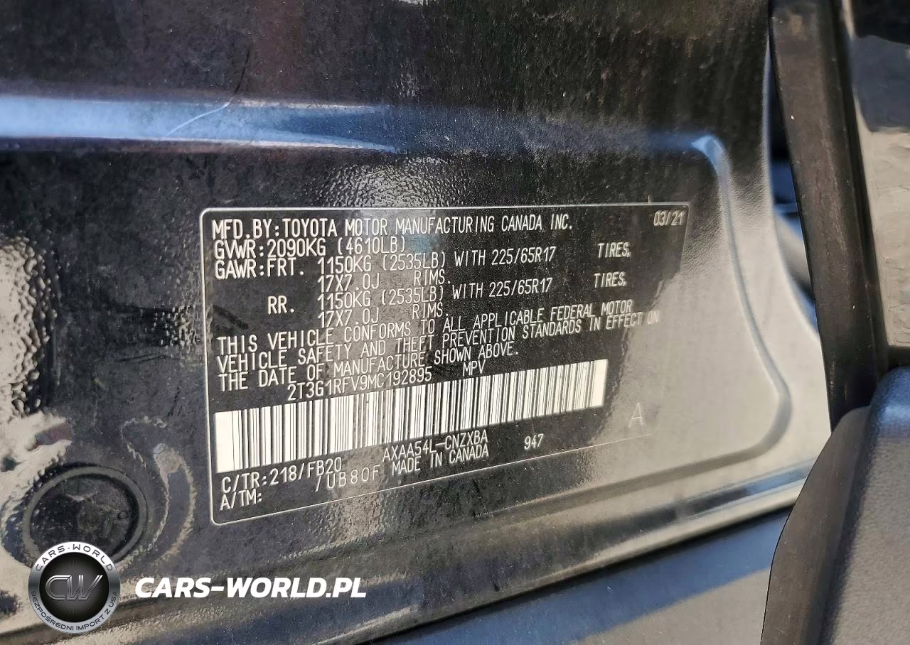2021 Toyota Rav4 Le VIN:2T3G1RFV9MC192895 - 13