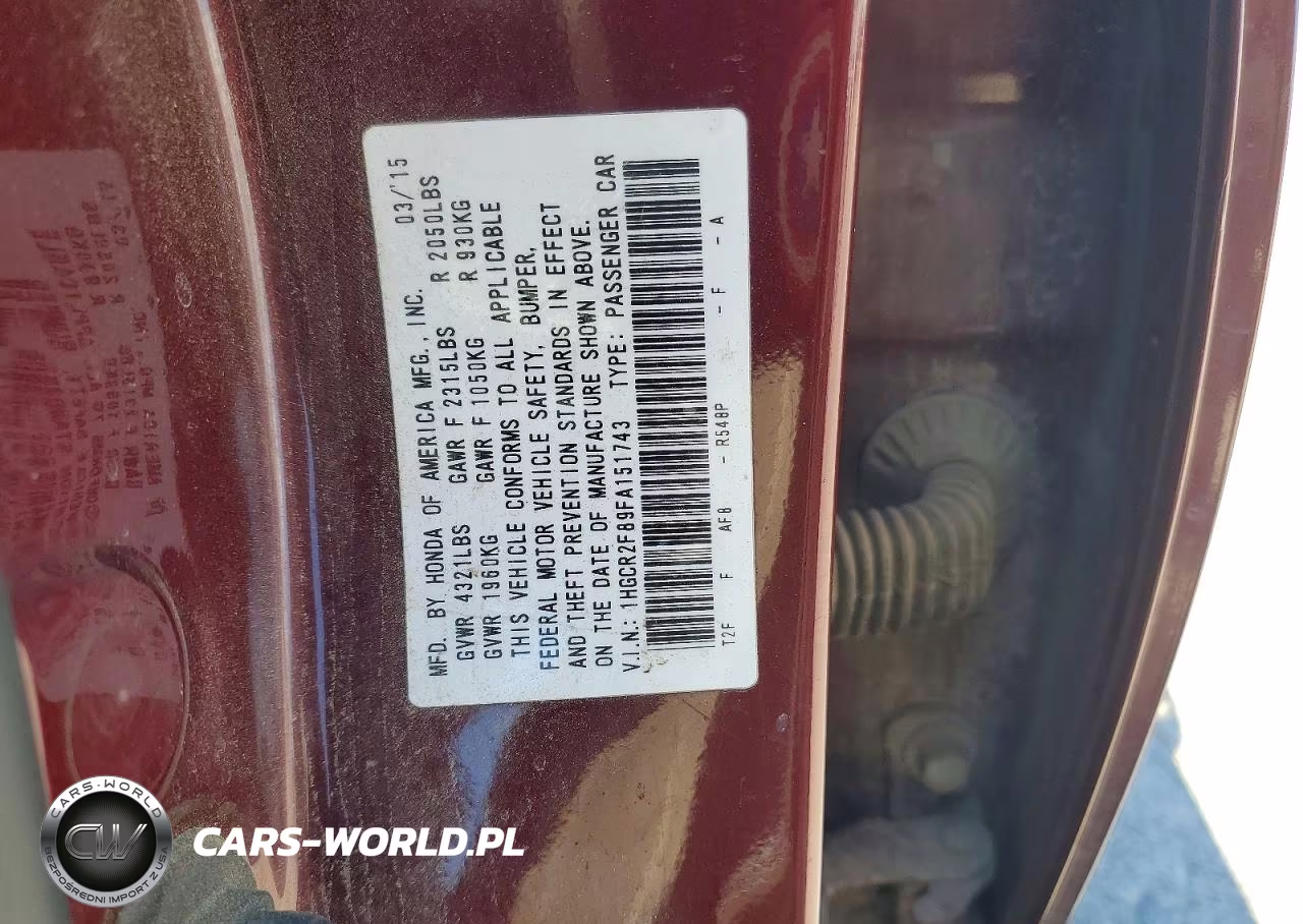 2015 Honda Accord Exl VIN:1HGCR2F89FA151743 - 12
