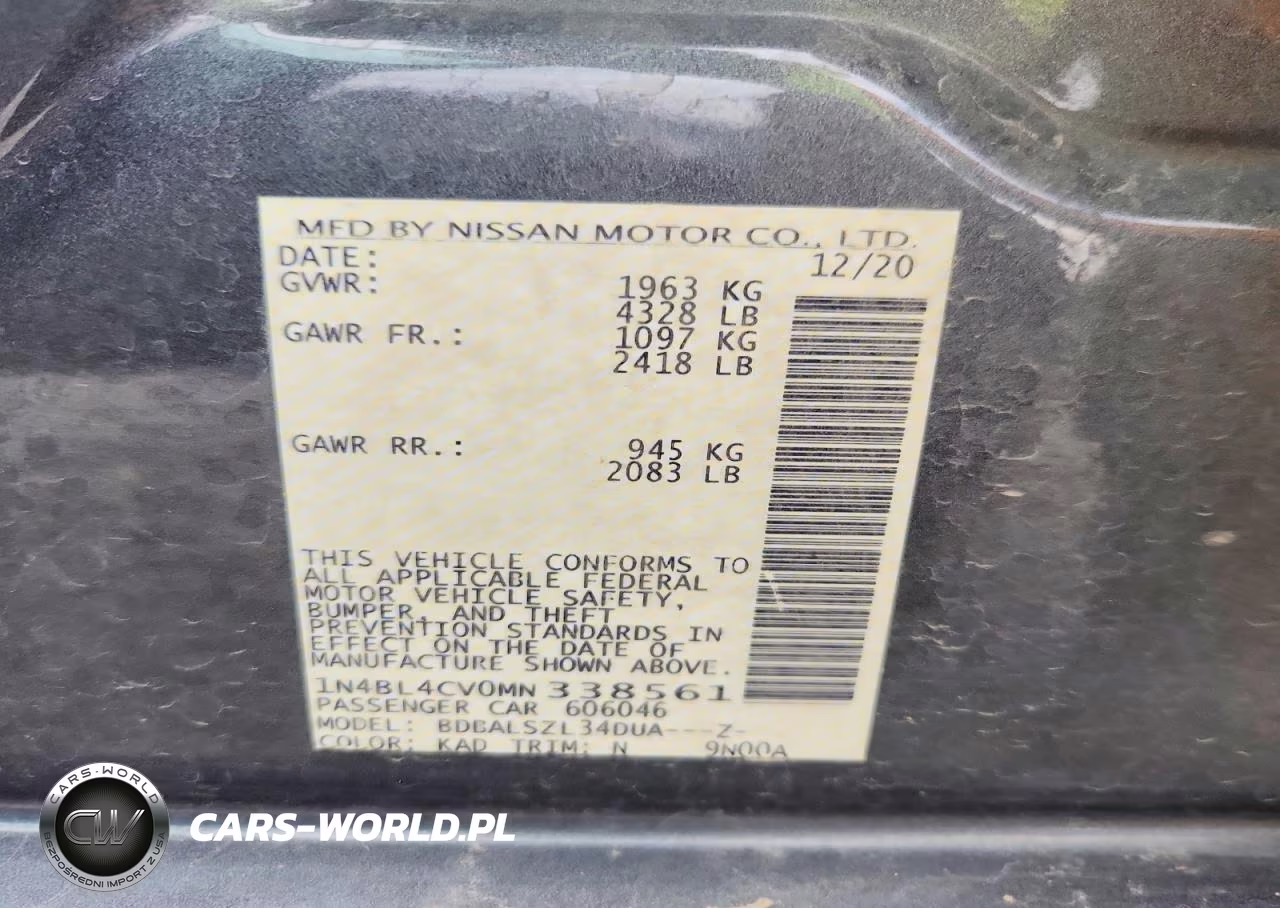 2021 Nissan Altima Sr VIN:1N4BL4CV0MN338561 - 12