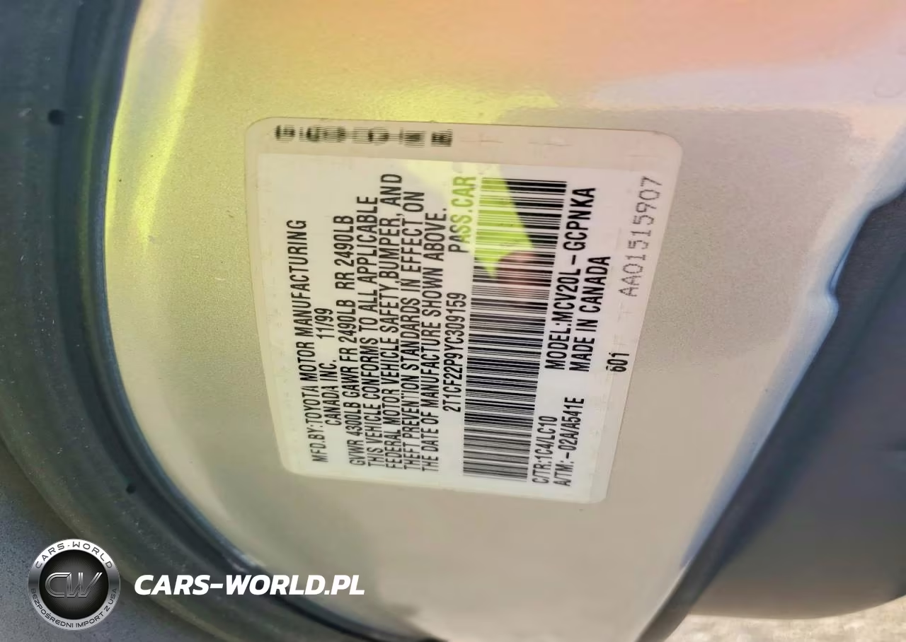 2000 Toyota Camry Solara Sle V6 VIN:2T1CF22P9YC309159 - 12